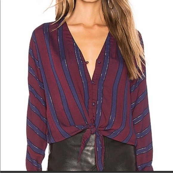 Rails Sloane Striped Metallic Tie Front Top Janeiro Stripe - Picture 5 of 9